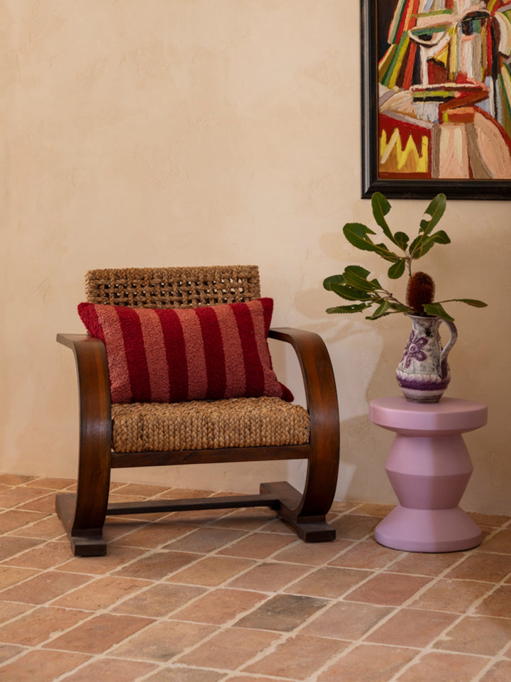 Boucle Stripe Burgundy Cushion