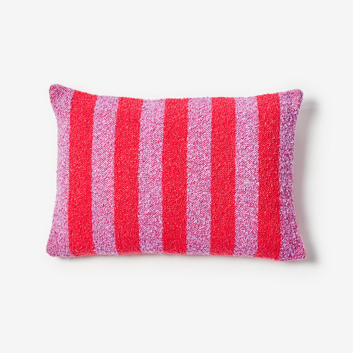 Boucle Stripe Candy 60x40cm Cushion Front | Pink Striped Cushion