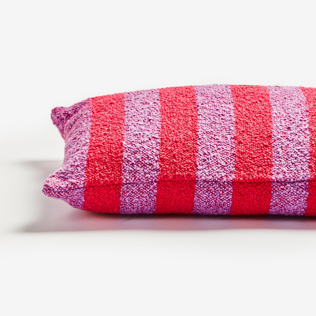 Boucle Stripe Candy 60x40cm Cushion Detail | Pink Striped Cushion