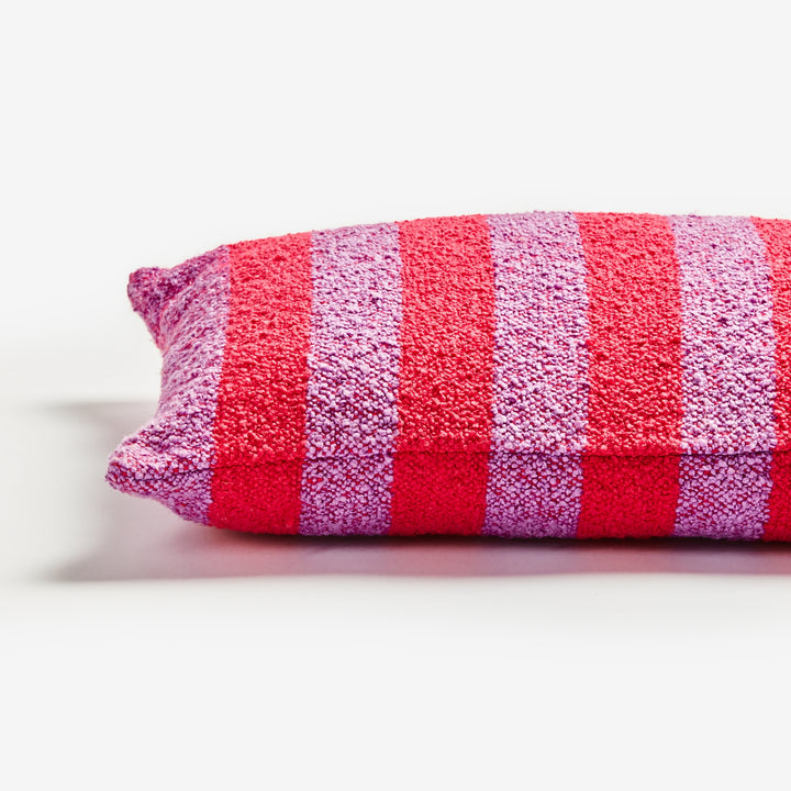 Boucle Stripe Candy 60x40cm Cushion Detail | Pink Striped Cushion