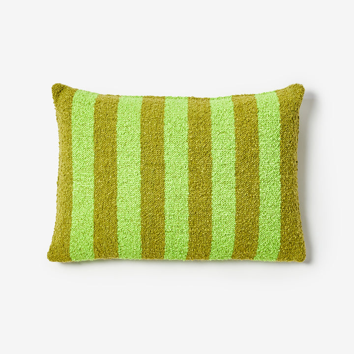 Boucle Stripe Acid Green 60x40cm Cushion Front | Green Striped Cushion