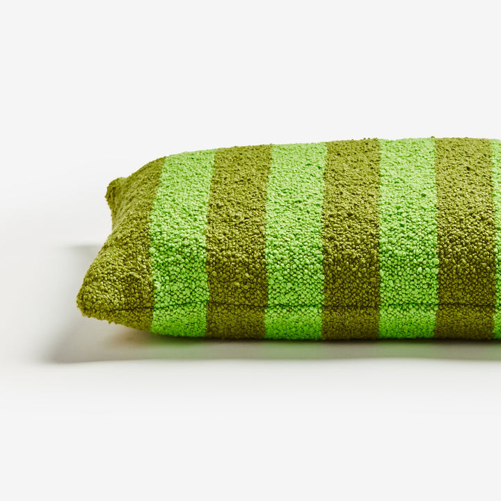 Boucle Stripe Acid Green 60x40cm Cushion Detail | Green Striped Cushion