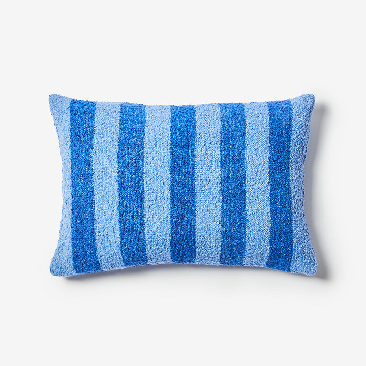 Boucle Stripe Blue 60x40cm Cushion Front | Blue Striped Cushion