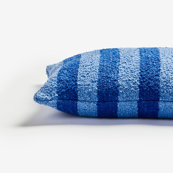 Boucle Stripe Blue 60x40cm Cushion Detail | Blue Striped Cushion