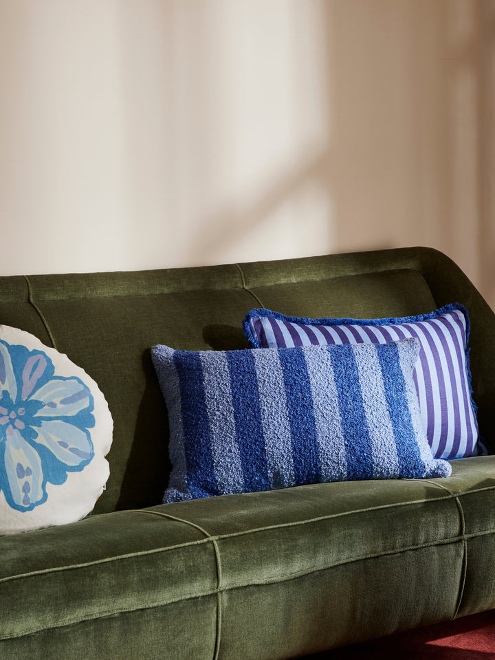 Boucle Stripe Blue Cushion