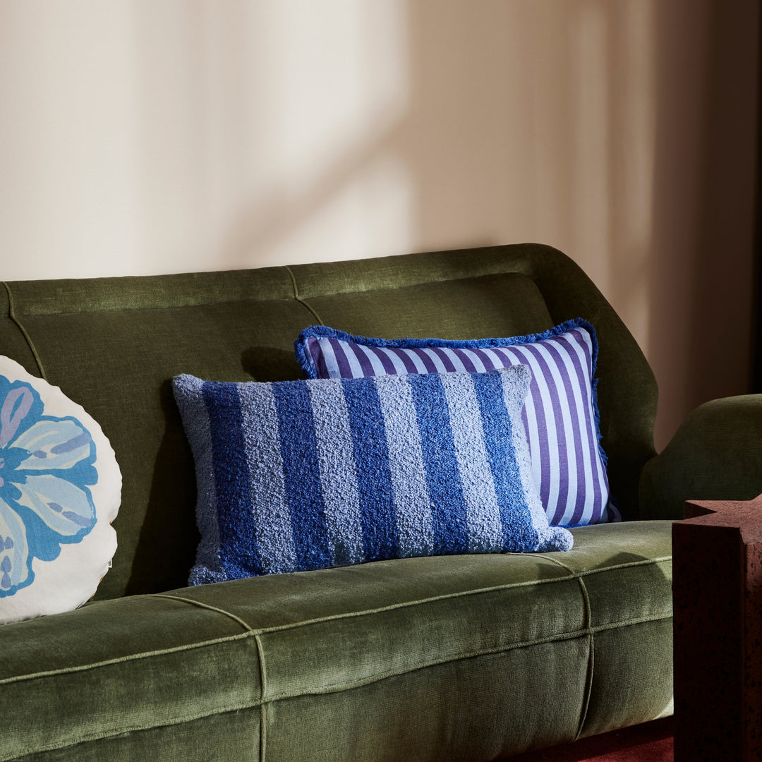 Boucle Stripe Blue Cushion | Blue Indoor Cushions