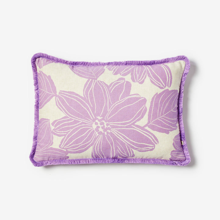 Margot Lilac 60x40cm Cushion Front | Purple Floral Linen Cushion