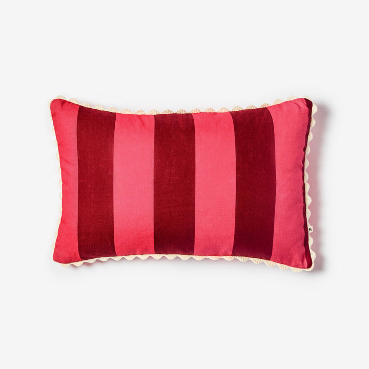 Big Stripe Cerise 60x40cm Cushion Front | Pink Striped Linen Cushion