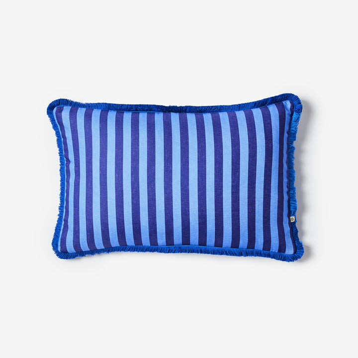 Thin Stripe Blue 60x40cm Cushion Front | Blue Striped Linen Cushion