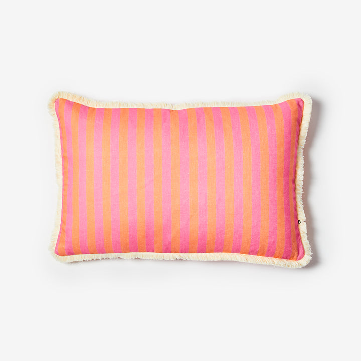 Thin Stripe Pink 60x40cm Cushion Front | Pink Striped Linen Cushion