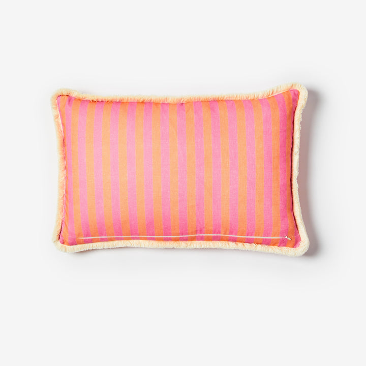 Thin Stripe Pink 60x40cm Cushion Back | Pink Striped Linen Cushion