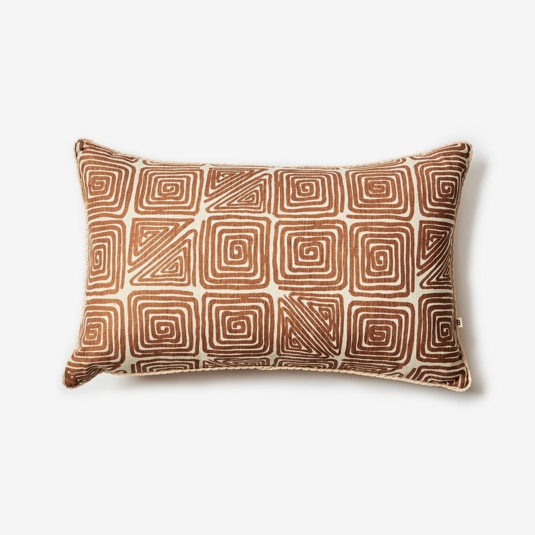 Maze Tan 60x40cm Cushion Front | Tan Geometric Linen Cushion