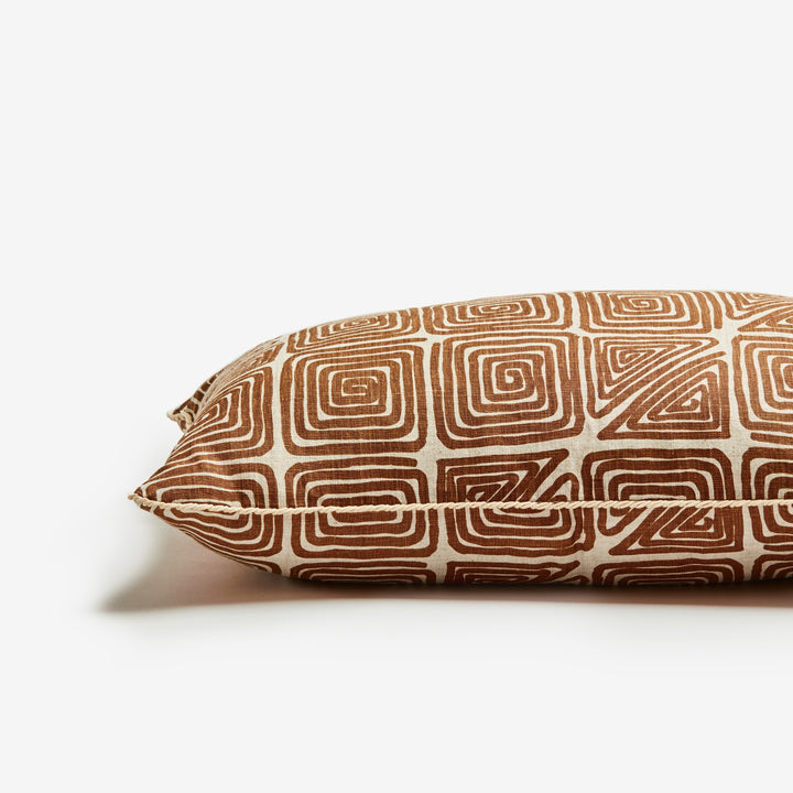 Maze Tan 60x40cm Cushion Detail | Tan Geometric Linen Cushion