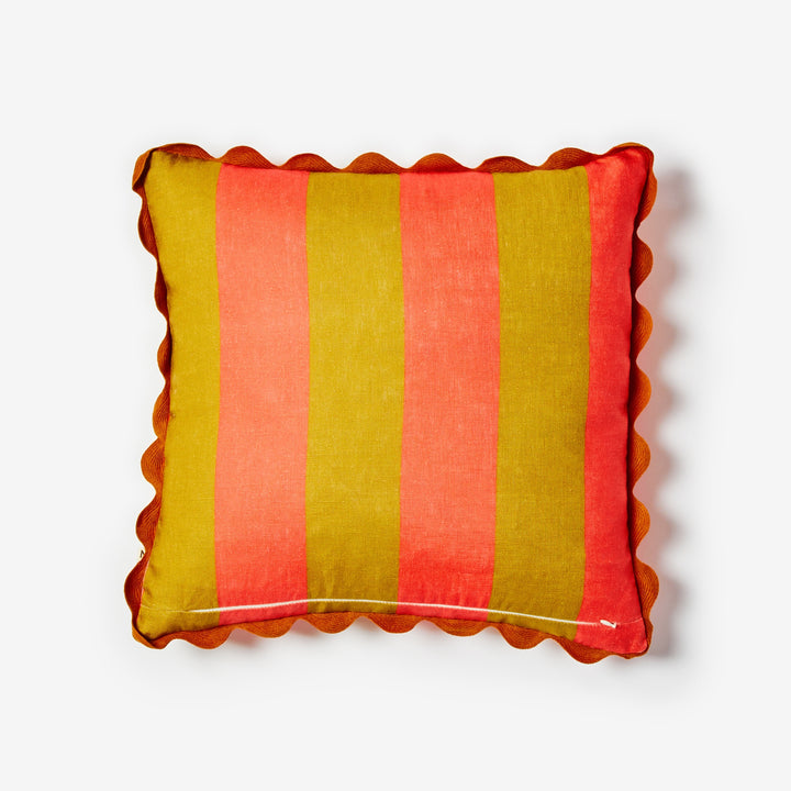 Big Stripe Orange 50cm Cushion Back | Orange & Mustard Striped Linen Cushion