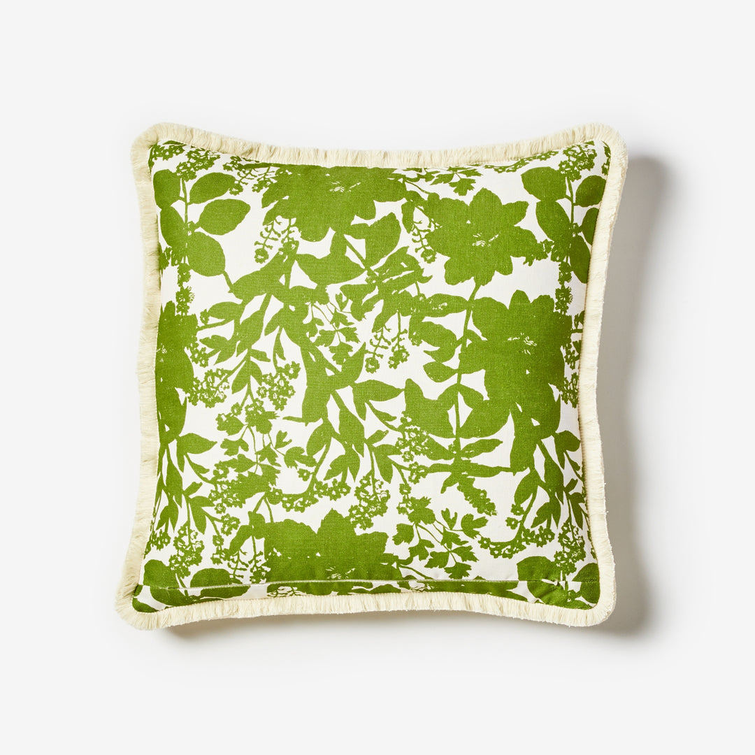 Herb Reverse Khaki 50cm Cushion Back | Green Floral Linen Cushion