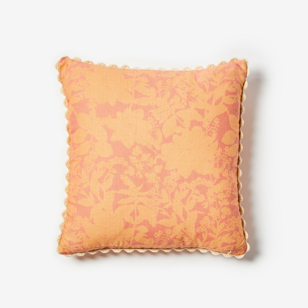 Herb Reverse Pink Peach 50cm Cushion Back | Pink & Peach Floral Linen Cushion