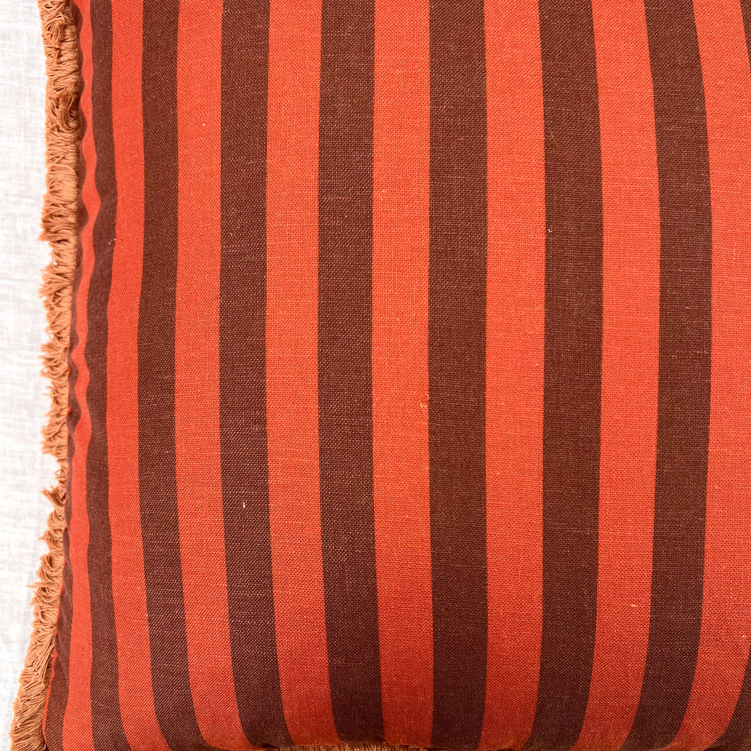 Thin Stripe Chocolate Cushion - Almost Perfect