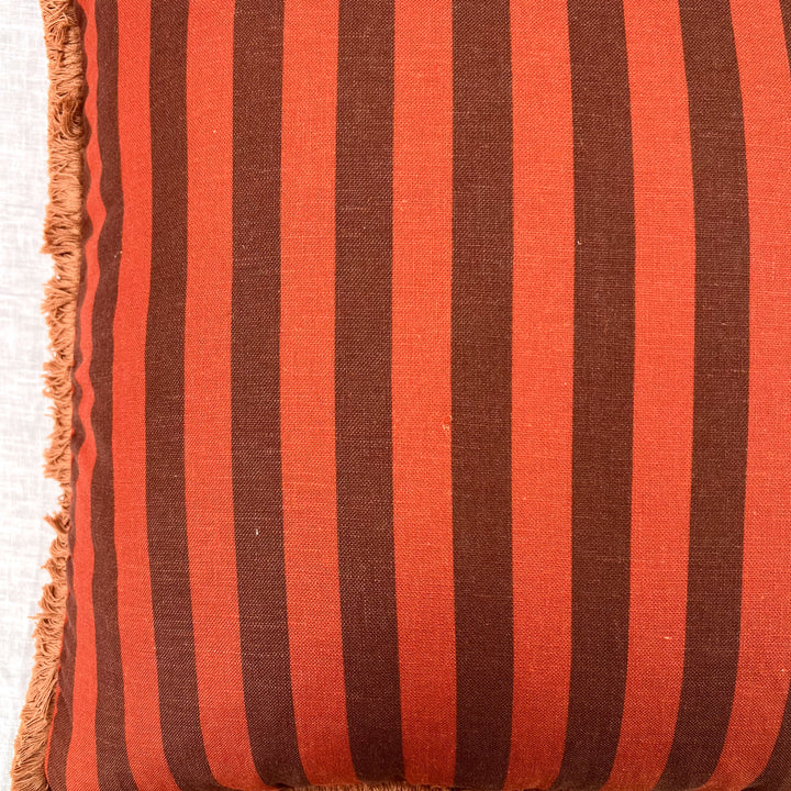 Thin Stripe Chocolate Cushion - Almost Perfect