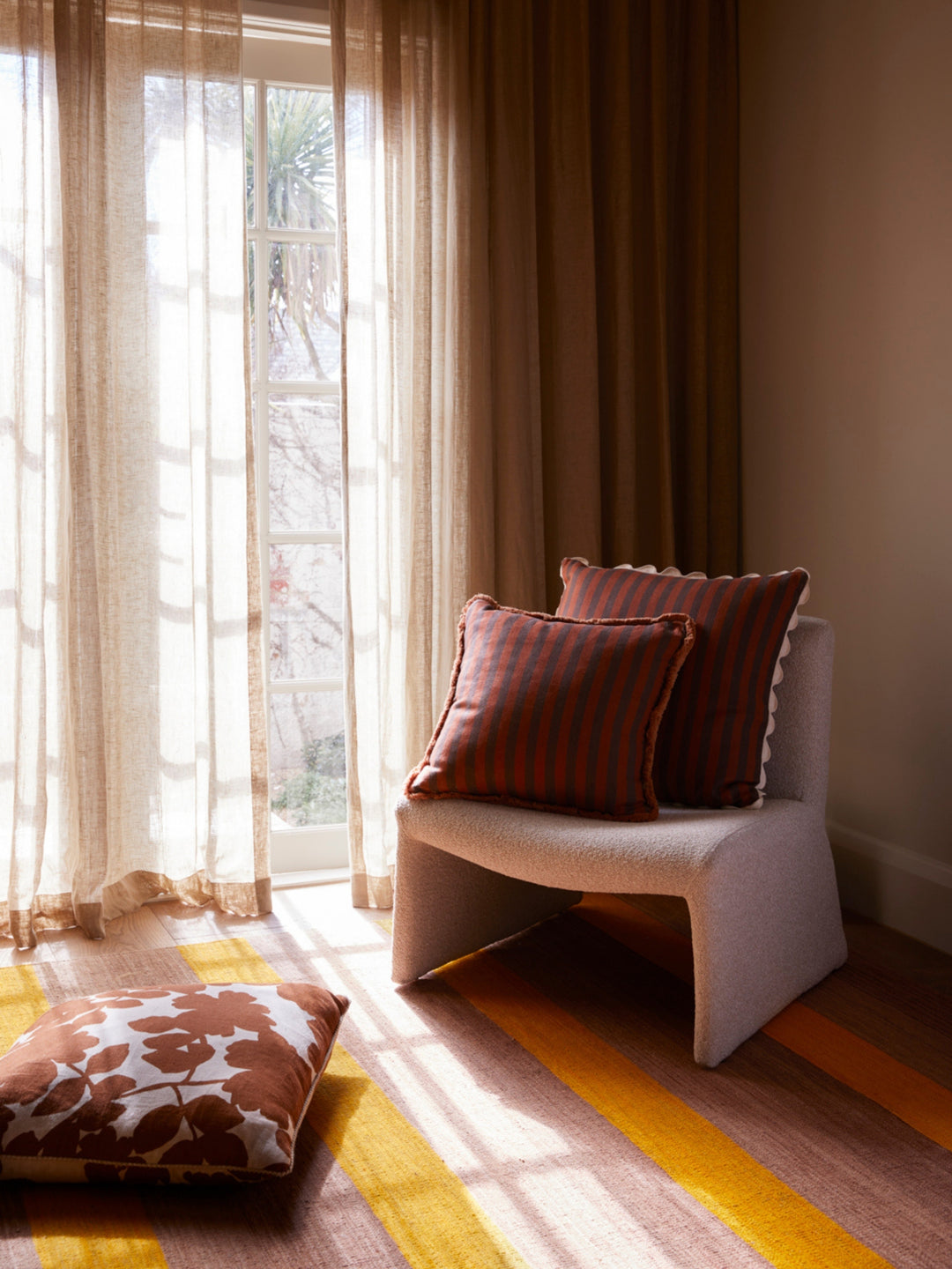 Thin Stripe Chocolate Cushion