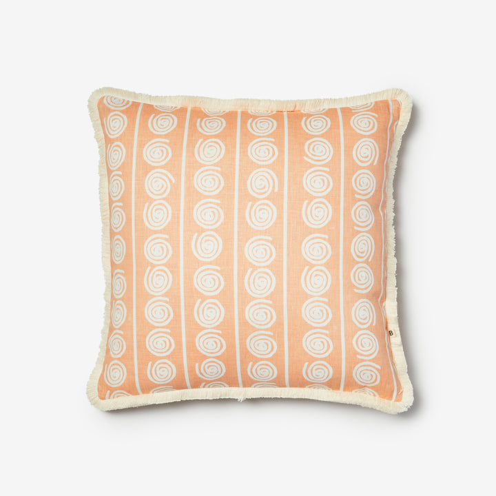 Eden Peach 50cm Cushion Front | Peach Coastal Linen Cushion