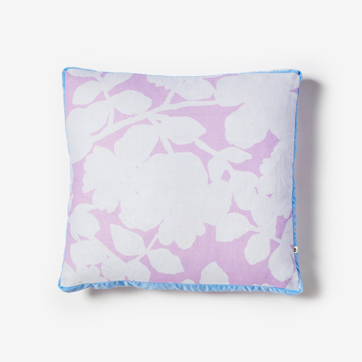 Carmine Lilac 50cm Box Cushion Front | Purple Floral Linen Cushion