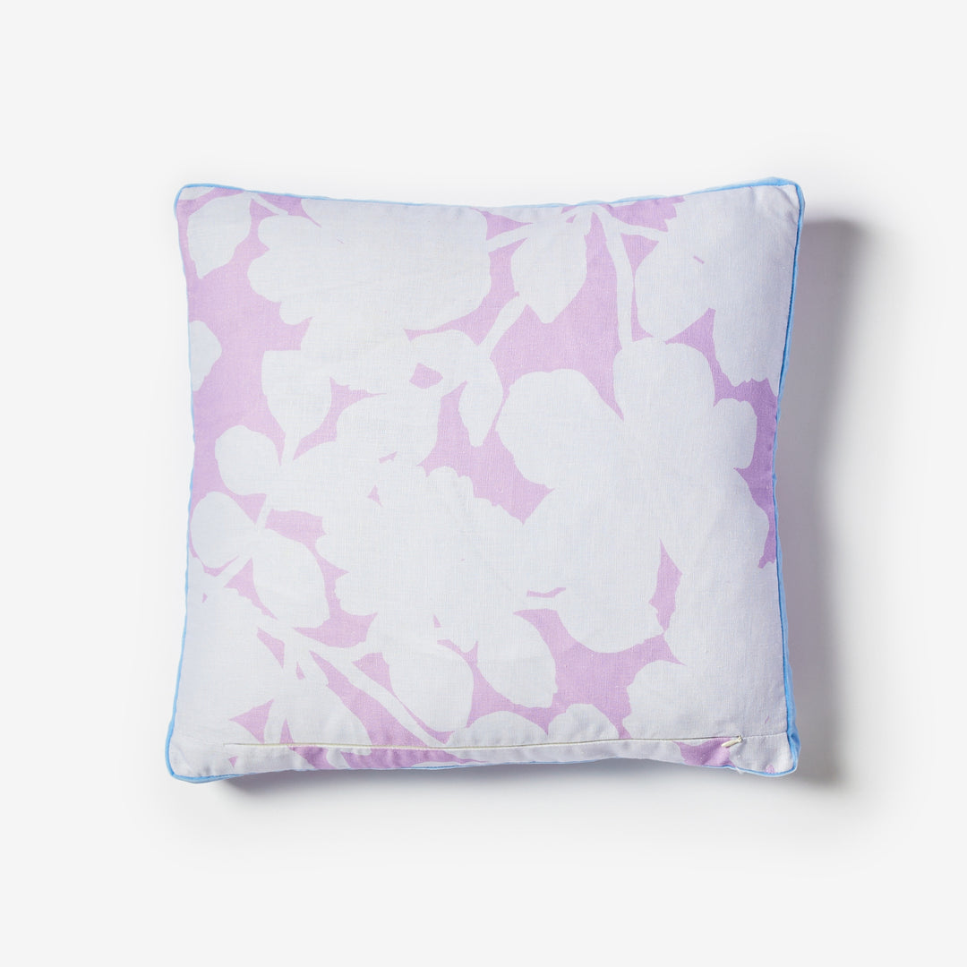 Carmine Lilac 50cm Box Cushion Back | Purple Floral Linen Cushion