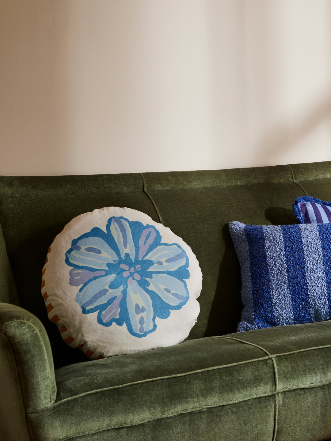 Candy Blue Round Cushion