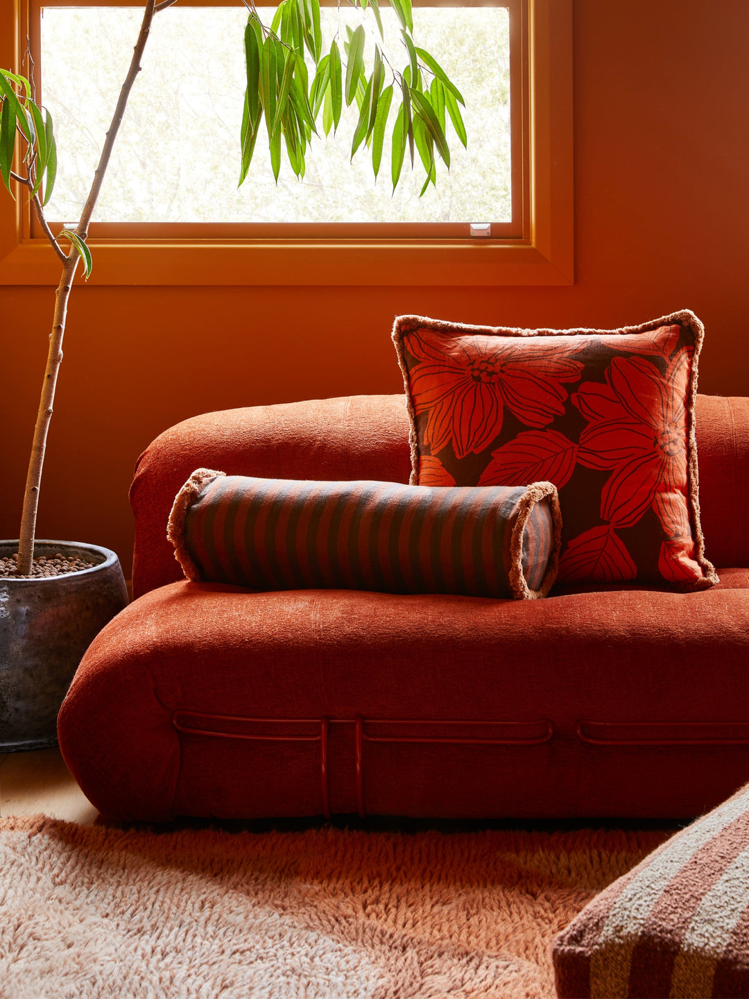 Thin Stripe Chocolate Bolster