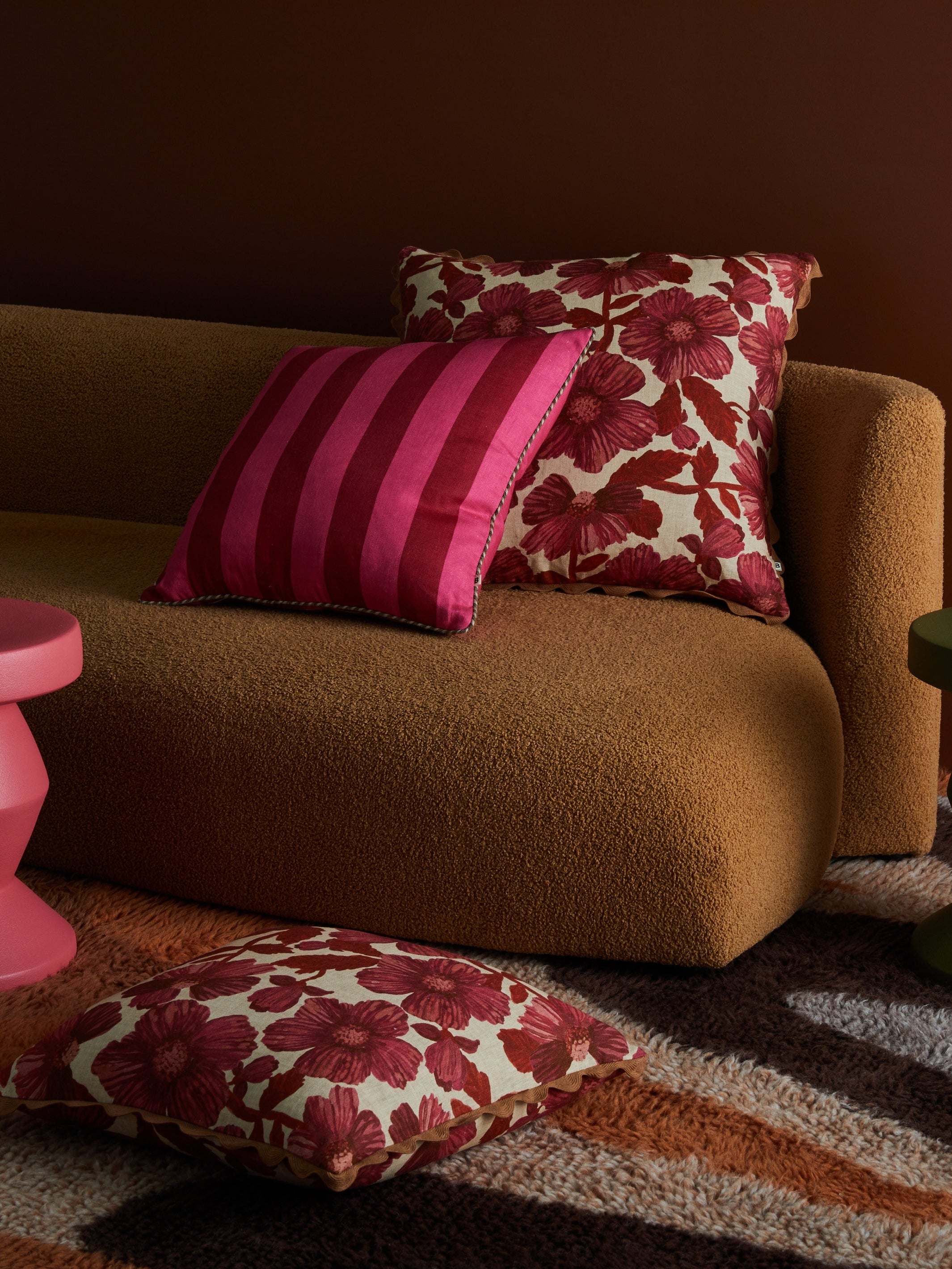 Bold Stripe Raspberry Cushion - Almost Perfect