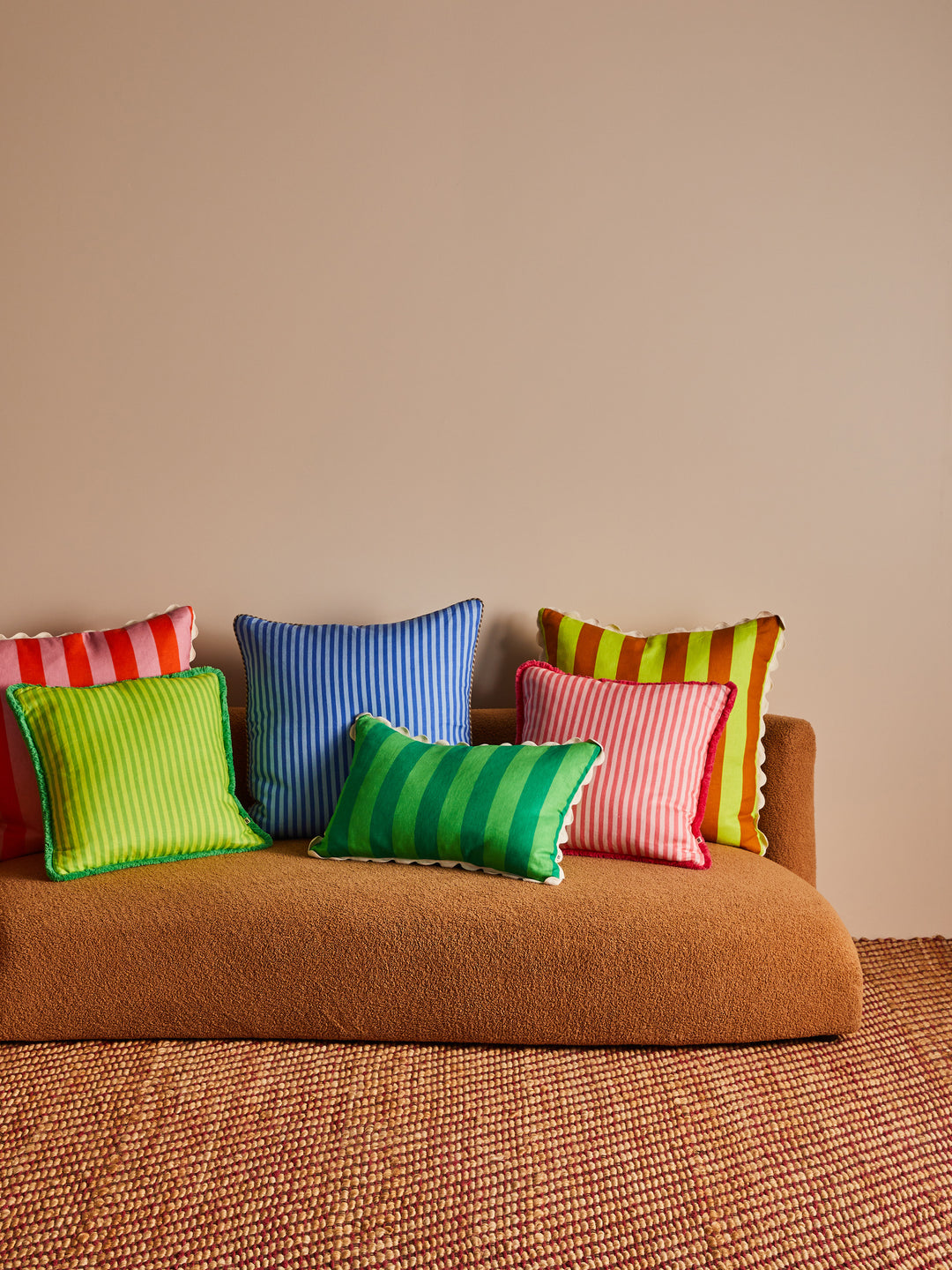 Bold Stripe Green Linen Cushion
