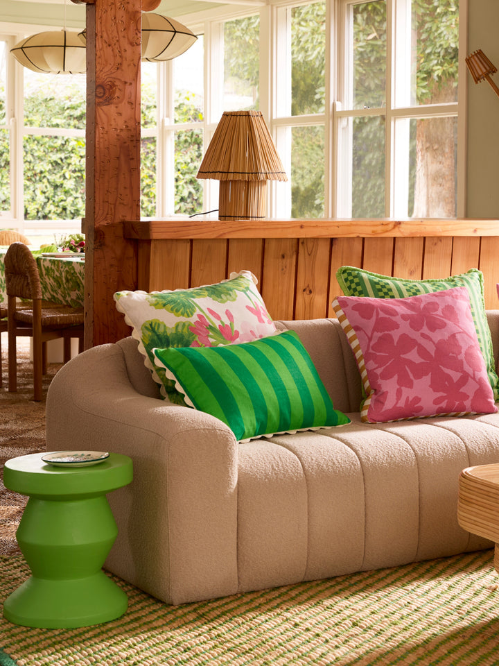 Bold Stripe Green Linen Cushion