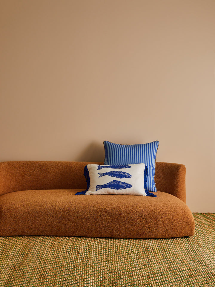 Sardines Blue Linen Cushion