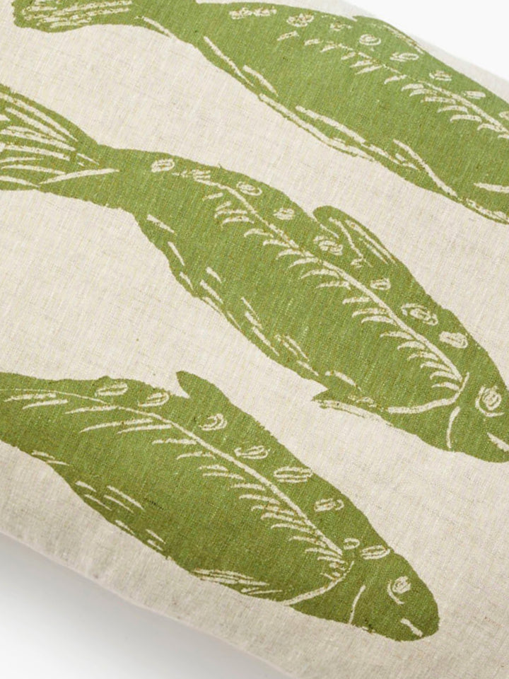 Sardines Khaki Linen Cushion