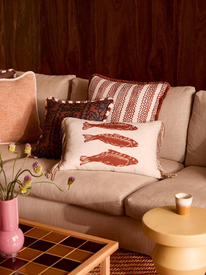 Sardines Tan Linen Cushion
