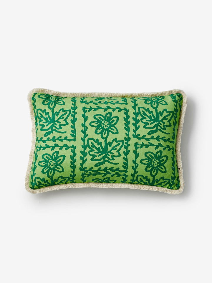 Daisy Verde Linen Cushion