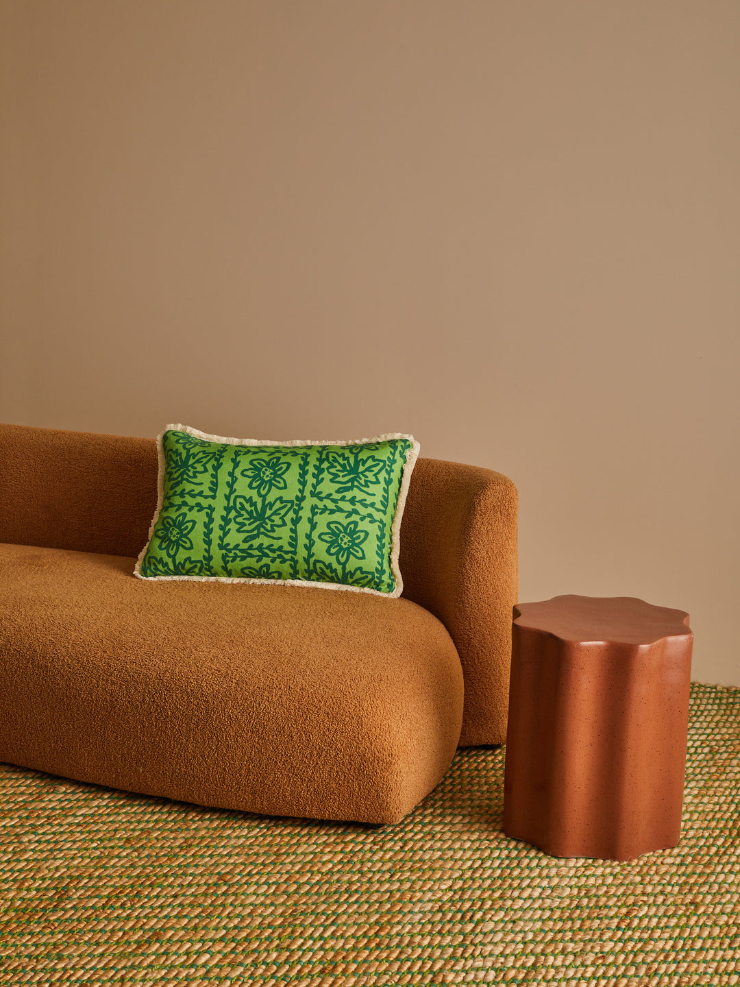 Daisy Verde Linen Cushion