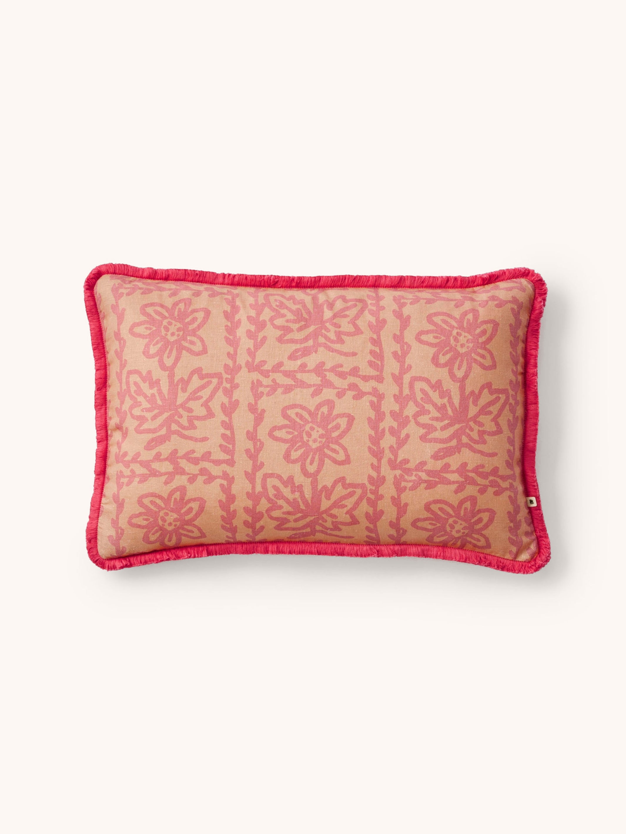 Daisy Peach Linen Cushion
