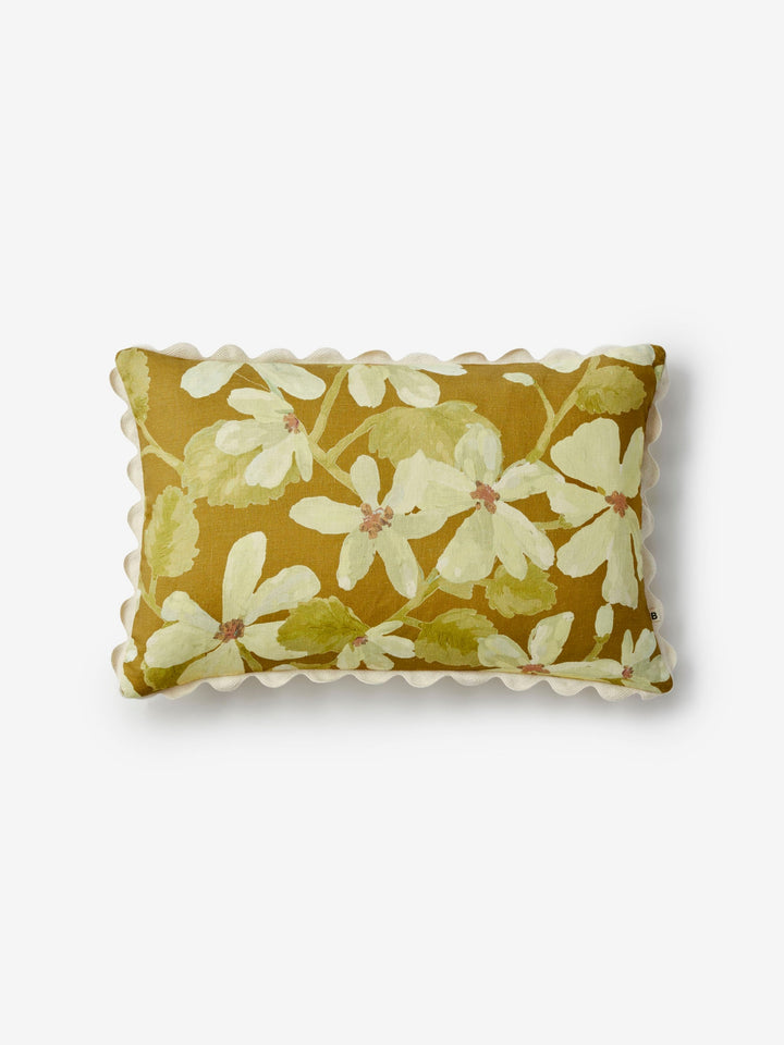 Violet Mustard Linen Cushion