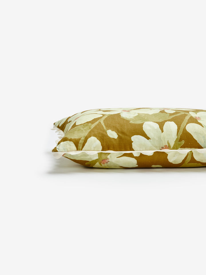 Violet Mustard Linen Cushion