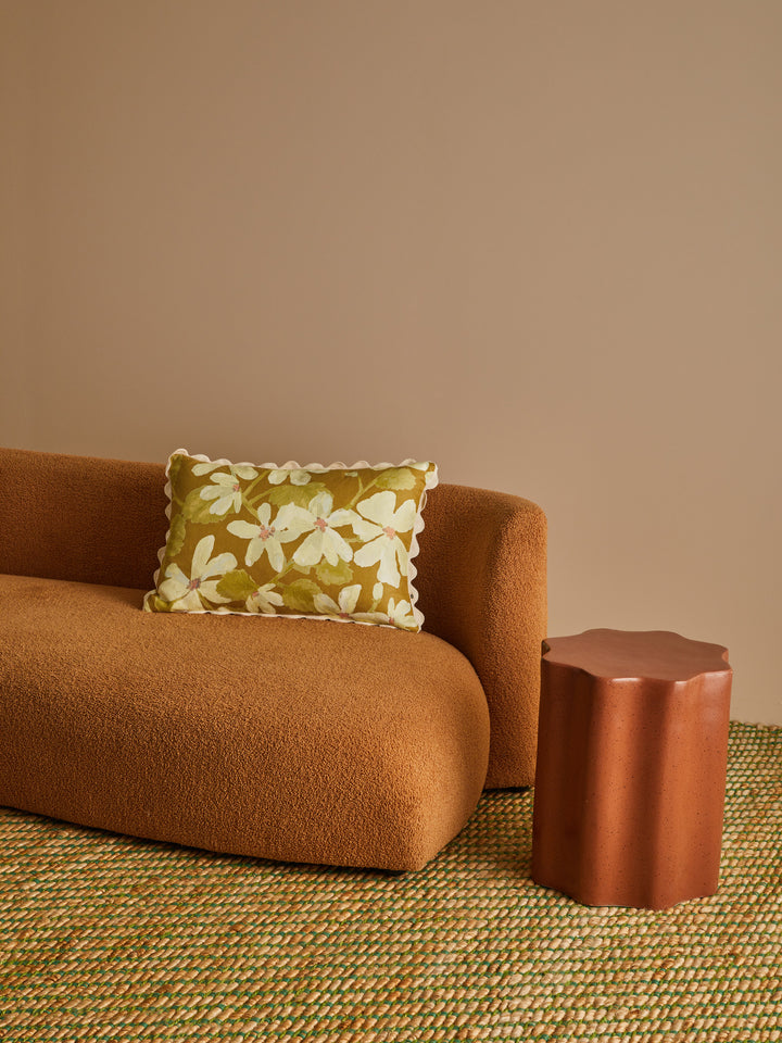 Violet Mustard Linen Cushion