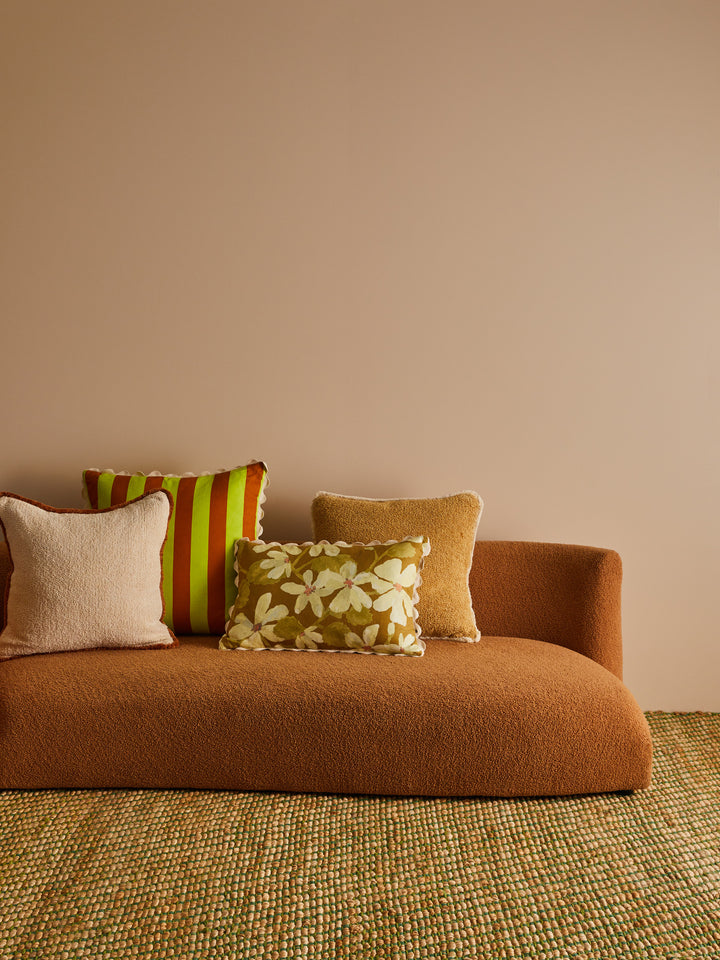 Violet Mustard Linen Cushion