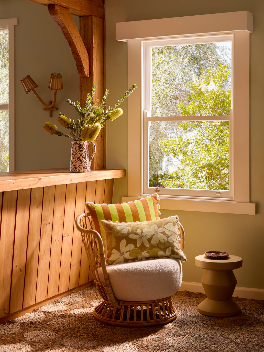 Violet Mustard Linen Cushion