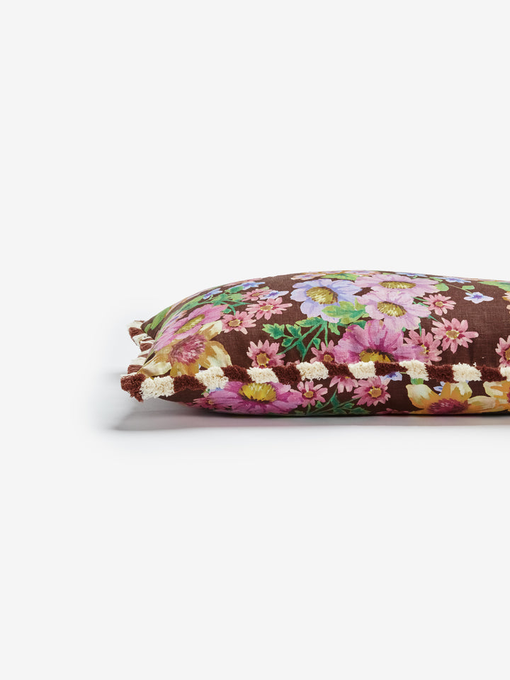 Buttercup Brown Linen Cushion