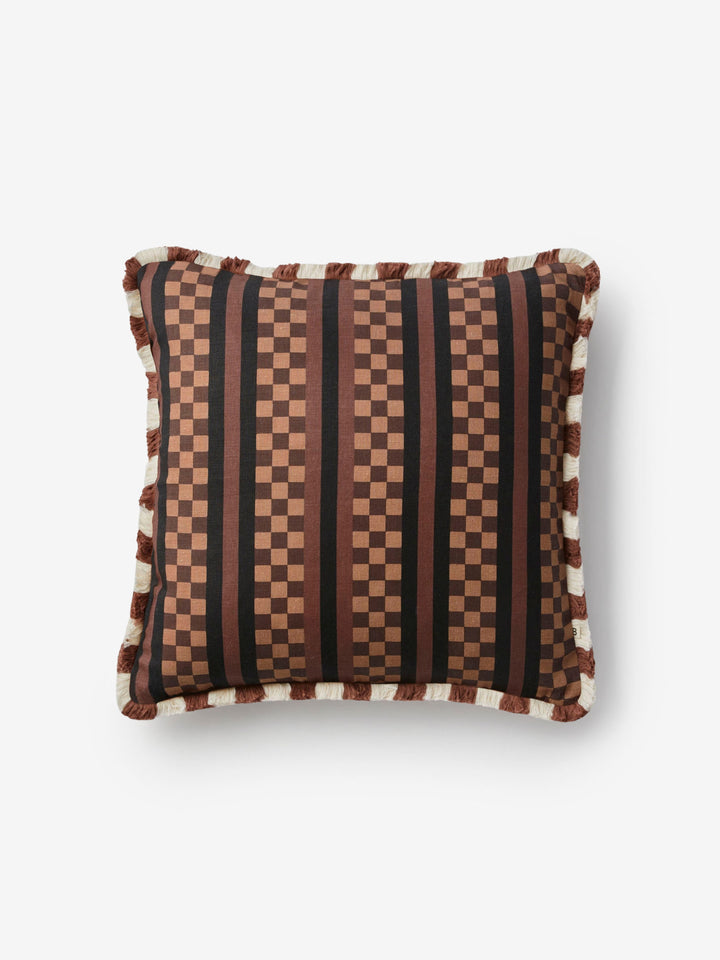 Marco Tile Chocolate Linen Cushion