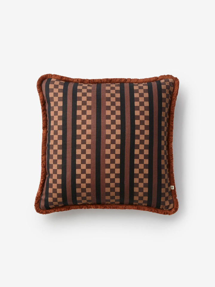 Marco Tile Chocolate Linen Cushion