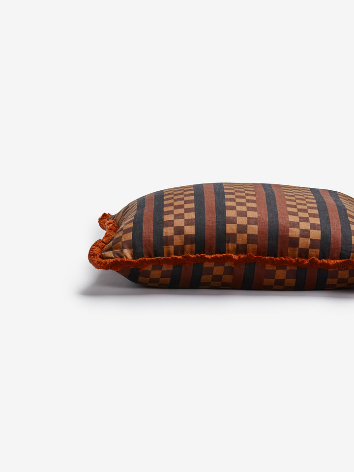 Marco Tile Chocolate Linen Cushion