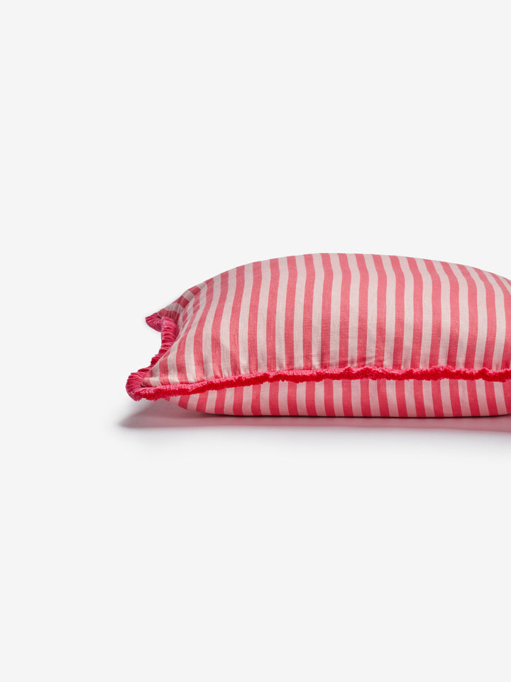 Pinstripe Rose Linen Cushion