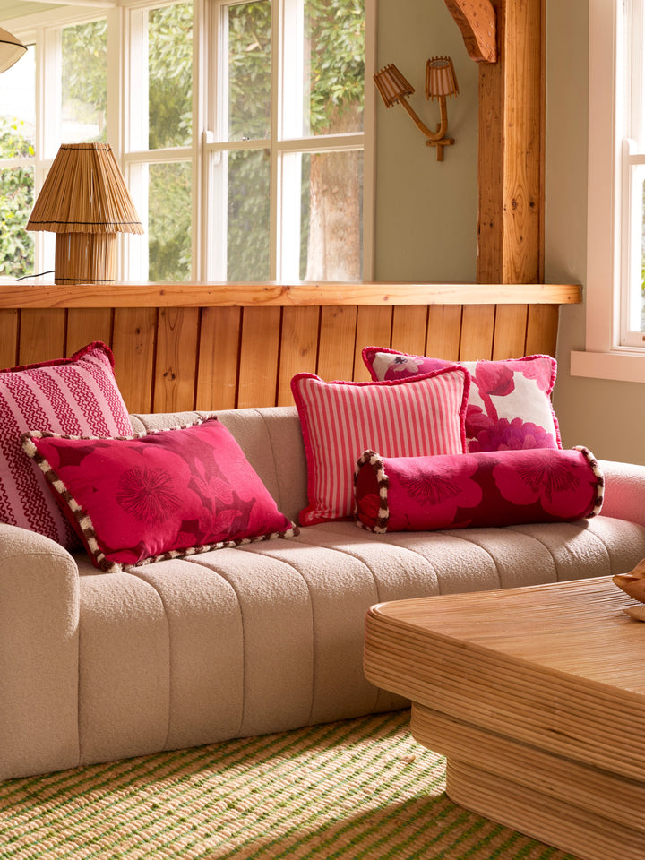 Pinstripe Rose Linen Cushion