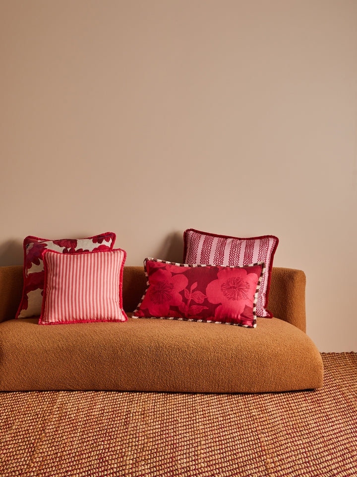 Pinstripe Rose Linen Cushion