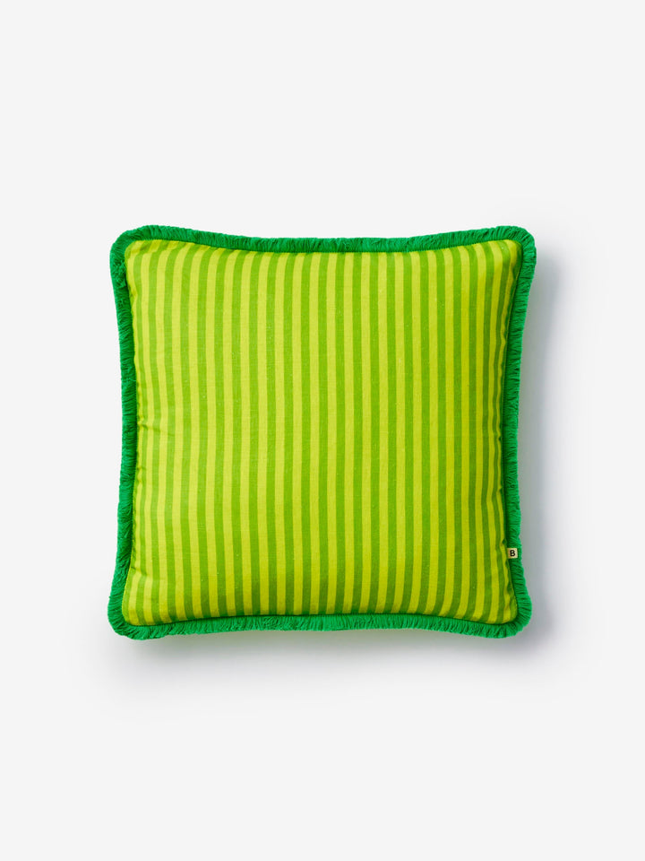 Pinstripe Lime Linen Cushion